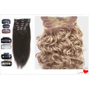 China 120g 160g 260g 280g 300g 320g 22" 24" Double Drawn Thickness Lace Clip in Hair Remy Clip in Hair Extensions 220 grams fabricante