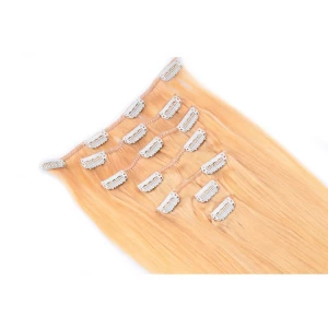 China 150g clip in human hair pieces blonde human hair extensions No synthetic or mixed hair fabrikant