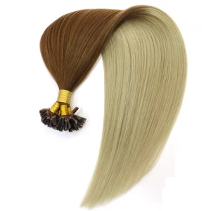 中国 1g/0.8g/0.6g/strand grade 8a virgin brazilian remy human hair U nail tip hair extension wholesale メーカー