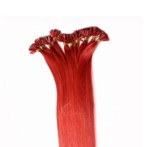 China 1g per strand Pre-bonded U-Tip human keratin tip hair extension red color u tip hair extension fabricante