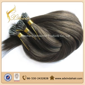 An tSín 1g strand remy human hair 100% human hair extension virgin brazilian hair Cheap Price I tip Hair déantóir