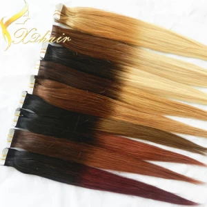 An tSín 2015 Factory wholesale fashion ombre virgin skin weft tape remy hair extensions déantóir