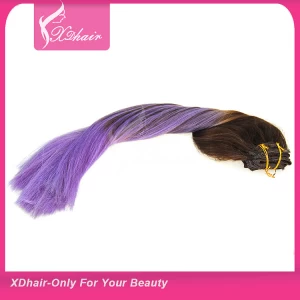 China 2015 meest populaire nieuwe producten Balayage Color Goedkope Remy Clip In Virgin Brazilian Hair Extension 220 Gram 22 inch op voorraad fabrikant