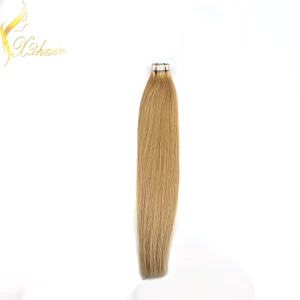 China 2015 New 100% remy human hair straight tape hair extensions,hair extension adhesive tape,micro tape and hair extension fabricante