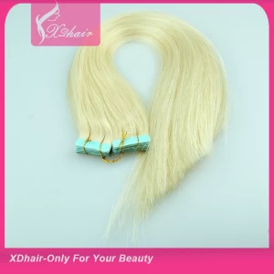 China 2015 Uk Most Popular Mongolian/russian Double Drawn Hair Extension Adhesive Tape Tape Hair Extension fabricante