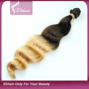 China 2015 Wholesale Hair Extensions Virgin Peruvian Hair Bundles Ombre Color Human Hair Weft fabricante