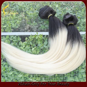 porcelana 2015 factory supply best selling in  silky straight ombre color clip in hair extension fabricante