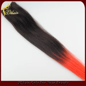 porcelana 2015 la venta caliente del color ombre extensión de la trama del pelo armadura remy brasileña del cabello humano fabricante