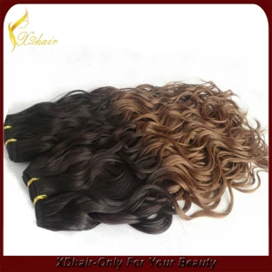 中国 2015 hot sale top100%high quality cheapest super soft ombre color human hair weft 制造商