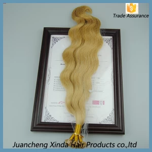 中国 2015 new high quality 7A double drawn remy keratin blonde keratin curly hair extensions 制造商