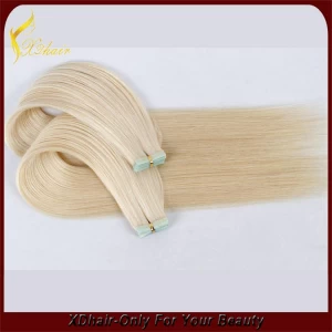 中国 2015 new product Best Quality factory wholesale virgin indian remy hair double drawn tape hair extensions メーカー