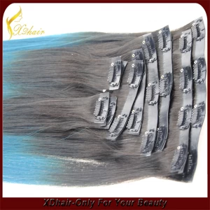 China 2015 new products ombre color clip in hair extensions for black women fabricante
