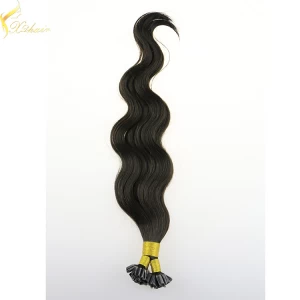 China 2015 top quality double drawn 100% virgin remy 7A keratin prebonded nail tip hair extension fabricante