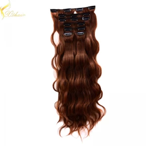 An tSín 2016 Alibaba Express China 7pcs double weft double drawn remy human hair extensions clip in déantóir