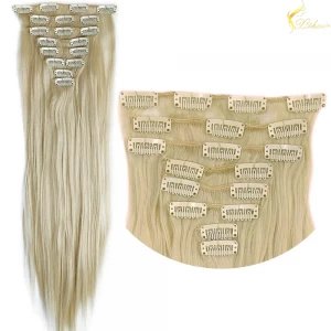 China 2016 Best sale new arrival luxury good feedback honey blonde clip in hair extensions 170g fabricante