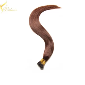An tSín 2016 Double drawn prebonded hair extension i tip hair extension indian remy hair 6a déantóir