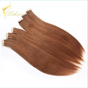 China 2016 Elegant Straight human Hair On Tape Skin weft New PU Tape In Human Hair Extensions Soft European Hair fabricante