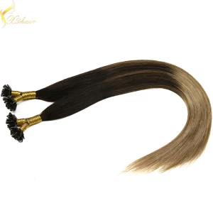 Cina 2016 double drawn unprocessed 100 cheap remy utip hair extensions ombre produttore