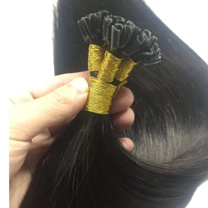 China 2016 double drawn unprocessed 100 cheap straight u tip hair extensions brown manufacturer