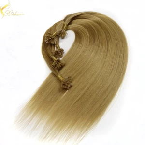 Cina 2016 double drawn unprocessed remy pre bonded double drawn keratin hair extension produttore
