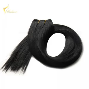 An tSín 2016 hot sale best quality dark black color weft single drawn hair weaving 100g bundle full head brazilian hair déantóir