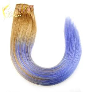 porcelana 2016 hot selling factory wholesale price no tangle no shedding balayage hair extension clip in hair fabricante