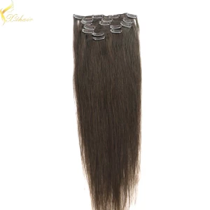 中国 2016 hot selling factory wholesale price no tangle no shedding remy human hair clip in extensions 160g 制造商