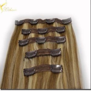Chine 2016 hot selling factory wholesale price no tangle no shedding remy silky remy clip in hair extension fabricant