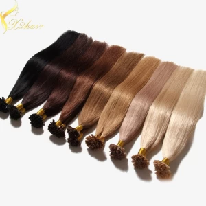 porcelana 2016 top quality double drawn 100% virgin remy U tip keratin prebonded hair extension fabricante