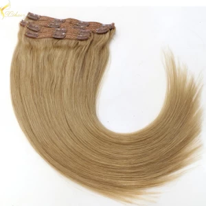 中国 2017 Cheap unproessed straight no tangle & shedding clip in hair extensions human remy メーカー