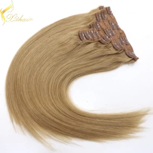 An tSín 2017 hot selling factory wholesale price clip on hair extensions natural hair déantóir
