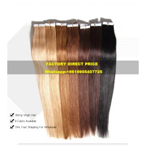 중국 2018 new fashion High quality 100% virgin brazilian silky straight remy human tape hair extension 제조업체