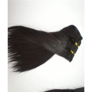 中国 6A brazilian straight weave clip in human hair extension for black women 制造商