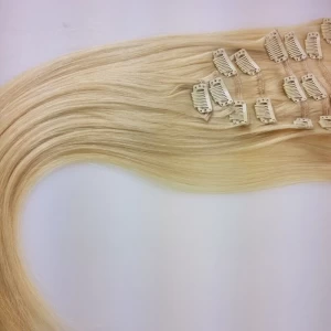 China 7/8 pieces 100% virgin human clip in hair extensions fabrikant