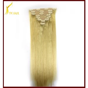 Cina 7 piece 120g 100% human hair full head straight clip in remy hair extensions produttore
