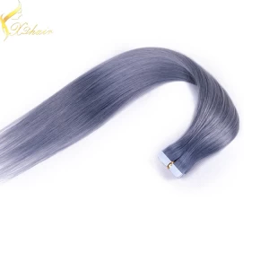 中国 7A grade Premium quality cuticle correct double drawn silver tape hair extension 制造商