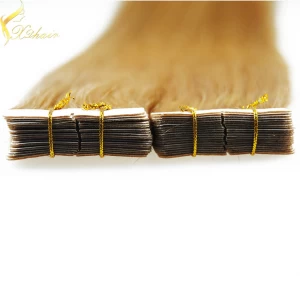 Китай 7A grade Premium quality cuticle correct double drawn tape hair extension 2016 производителя