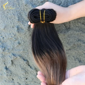 Chine 8-30 inch Machine Double Weft two tone #1b #6 virgin brazilian hair weaves ombre color human hair bundles fabricant