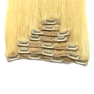 Cina 8A 9A 10A brazilian virgin clip hair extension whoelsale price clip in hair extension produttore