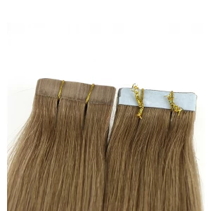 中国 8a grade 2# brown dropshipping indian temple hair skin weft 100% virgin brazilian indian remy human hair PU tape hair extension メーカー