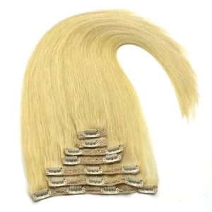 China Alibaba express wholesale full cuticle human hair clip on extensions india fabricante