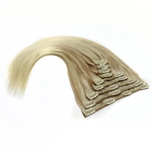 An tSín Aliexpress china balayage color 100% Brazilian virgin remy human hair double weft clip in hair extensions déantóir