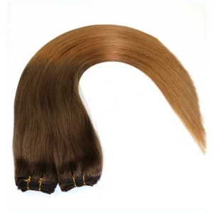 An tSín Aliexpress china ombre color 100% Brazilian virgin remy human hair weft double weft silky straight wave hair weave déantóir