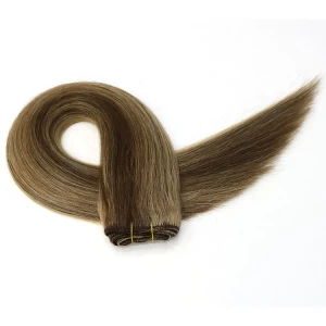 中国 Aliexpress china piano color 100% Brazilian virgin remy human hair weft double weft silky straight wave hair weave 制造商