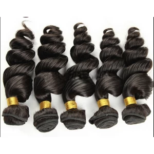 China Best quality human hair machine weft natural black body wave curly hair manufacturer