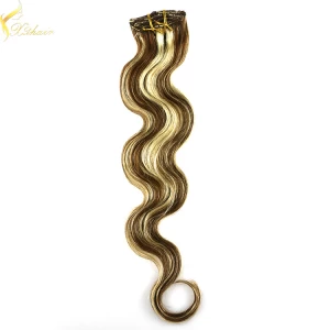 Cina Best selling double weft double drawn cheap virgin remy clip in hair extension human 30 inch produttore