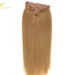 Cina Best selling double weft double drawn clip in remy hair extensions 190g produttore