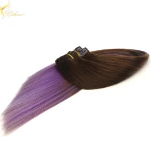 中国 Best selling double weft double drawn ombre clip in hair extensions full head メーカー
