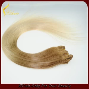 中国 Best selling products cheap top quality 100% Indian remy human hair weft natural looking two tone double weft hair weave 制造商