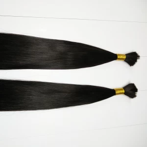 中国 Black human hair bulk 100g per bundle double drawn human hair メーカー